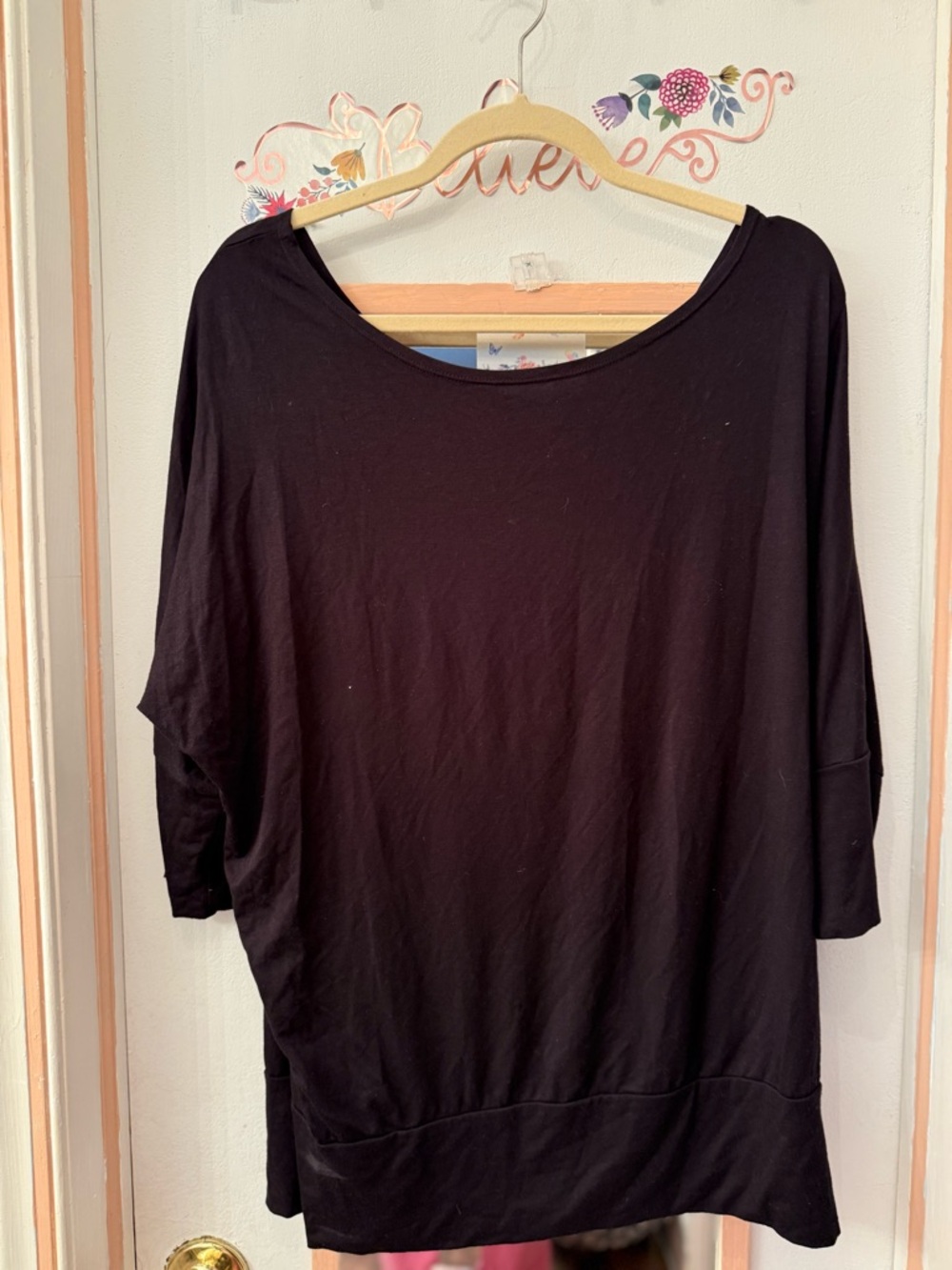 Women's Black Boatneck Tunic Top - Relaxed Fit